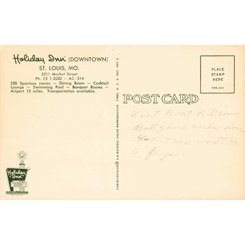 Holiday Inn Downtown St Louis Missouri MO Hotel Chrome Postcard c1960s - Picture 2 of 2